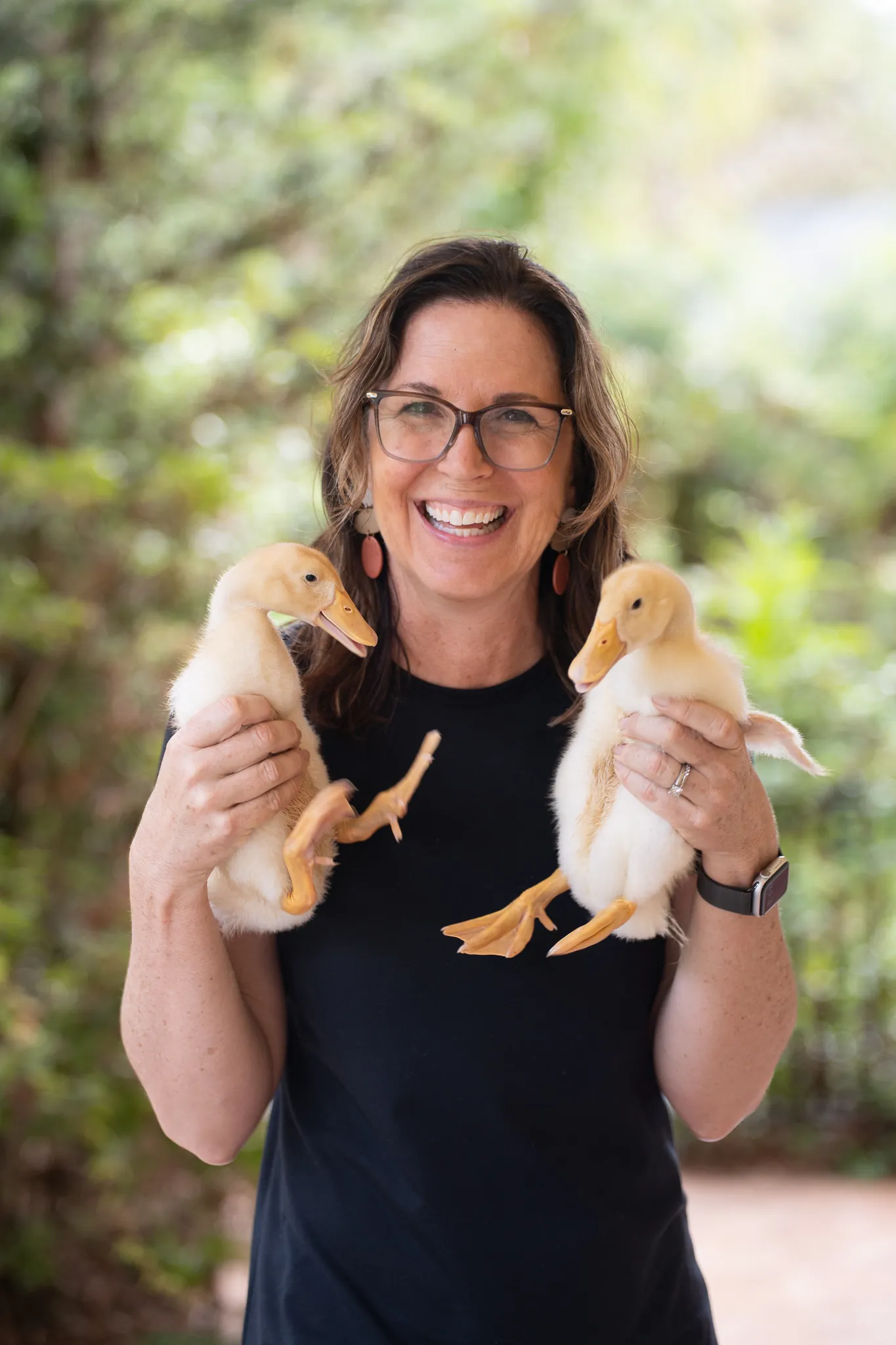 Jill Futrell with her pet ducks