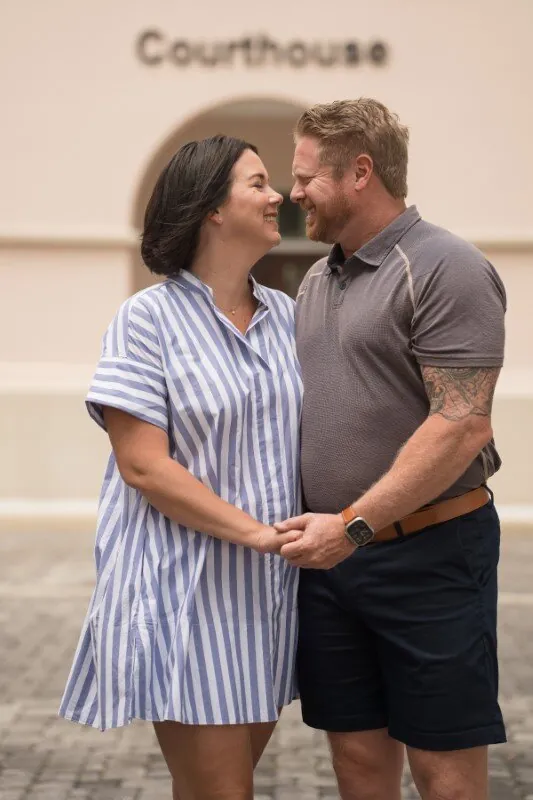Newlywed couple portrait after St Augustine courthouse wedding