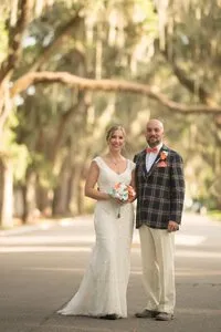 Bride and groom on Magnolia Street in St Augustine