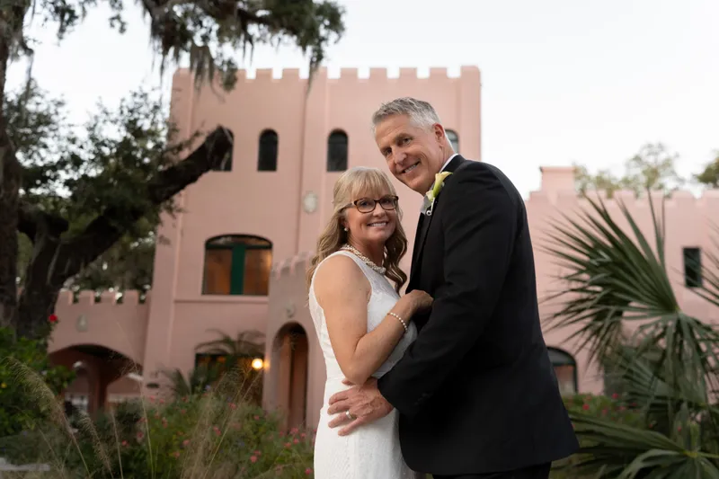 Couple portrait at Villa Zorayda castle in St Augustine