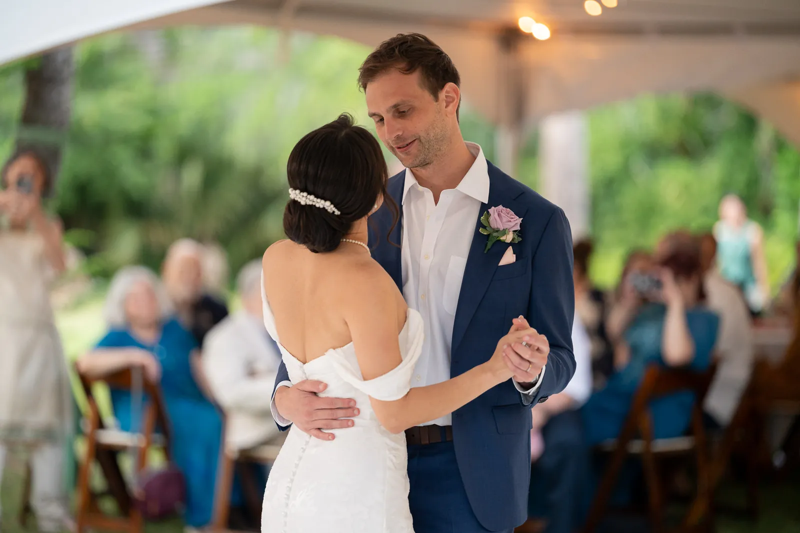 First dance at wedding reception at the Oldest House