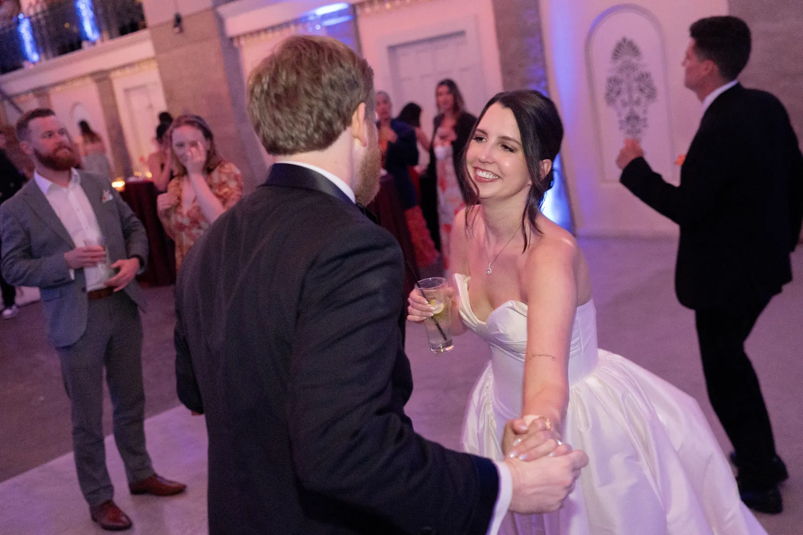 Bride and groom dancing at Lightner Museum reception
