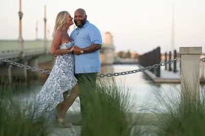 Dee and Tonya at St Augustine bayfront with Bridge of Lions