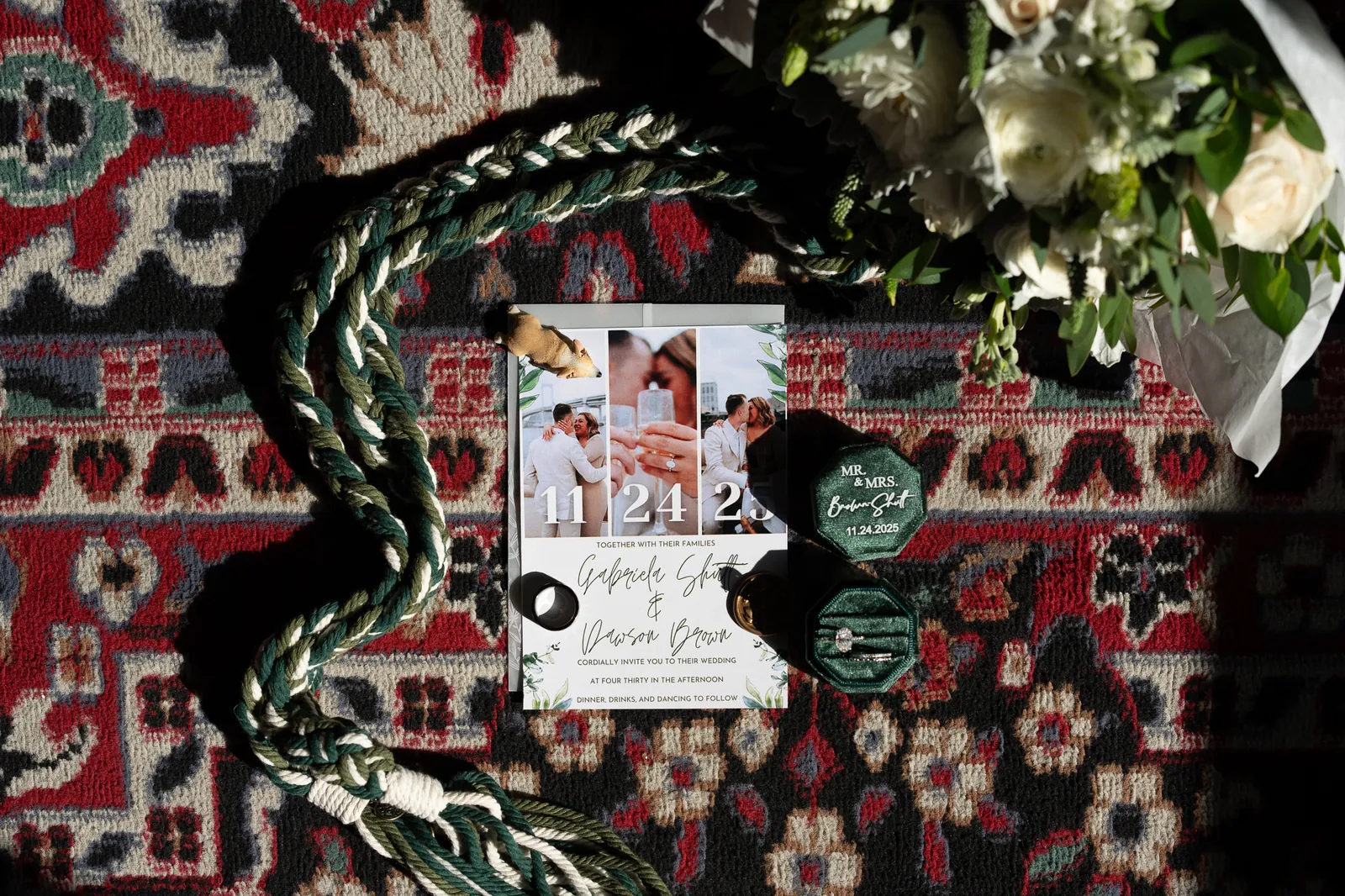 Bride getting ready, detail of white wedding gown