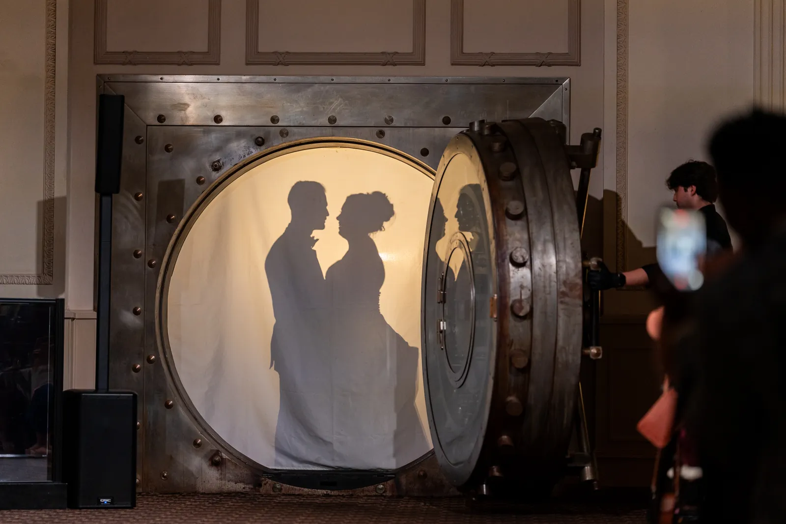 Couple portrait at night during Nights of Lights