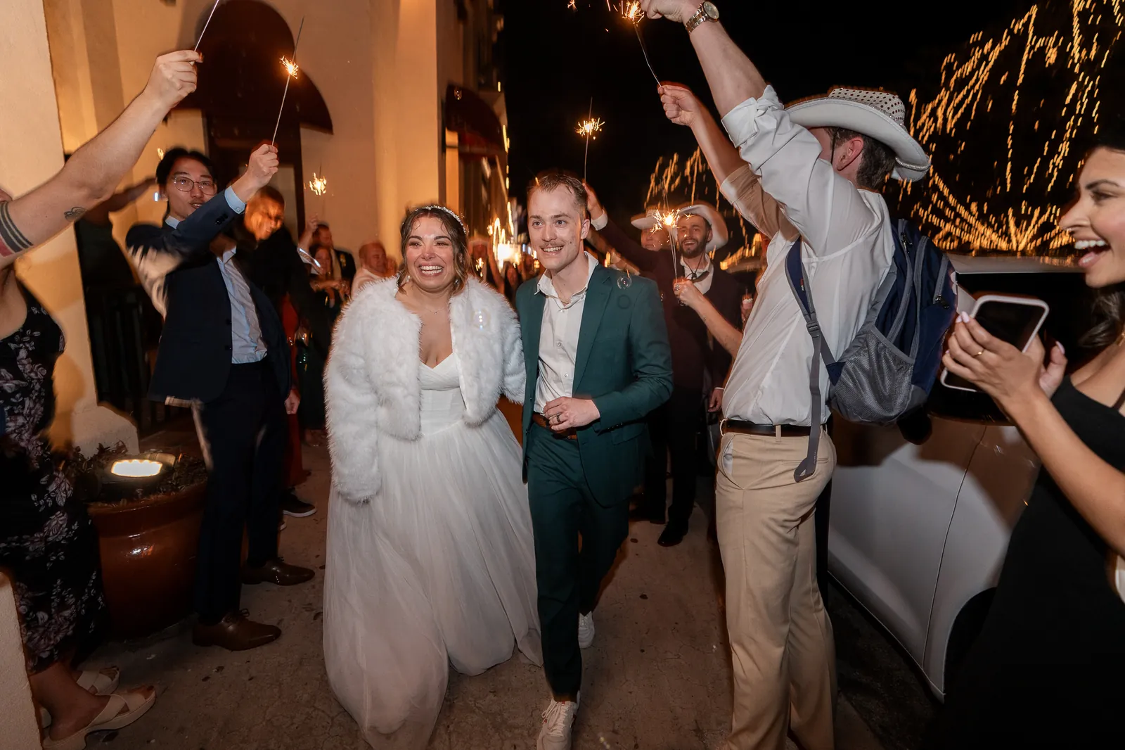 Grand exit with sparklers at The Treasury