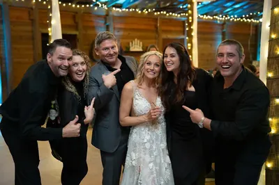 Hamilton and Michelle celebrating with friends at Kelly Farm Events