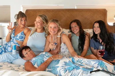 Beach house wedding ceremony on deck