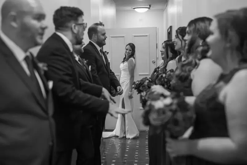 Bride and groom hallway moment