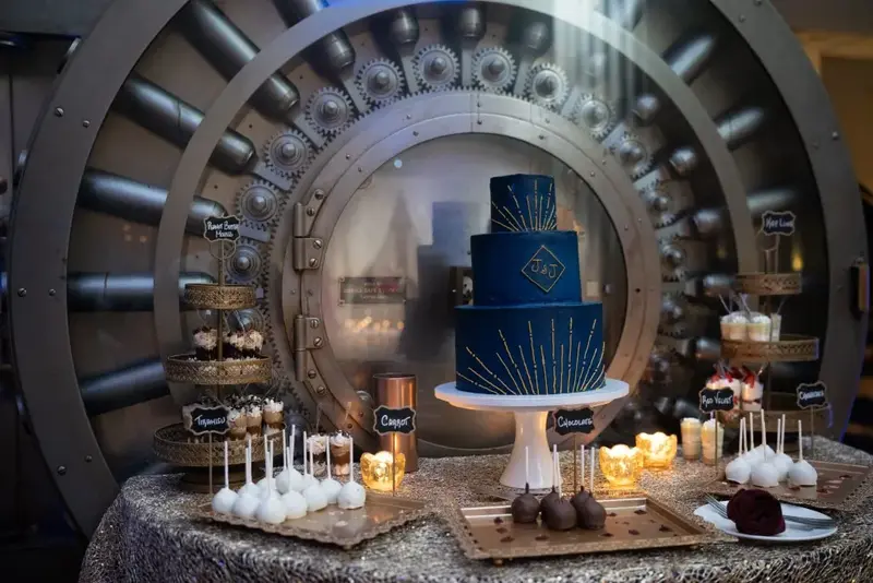 Elegant dessert table with cake