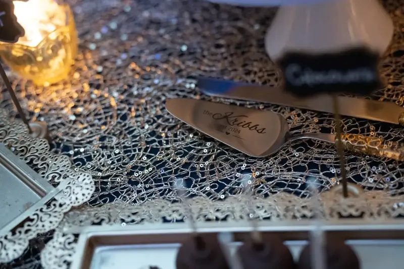 Elegant lace covered dessert table