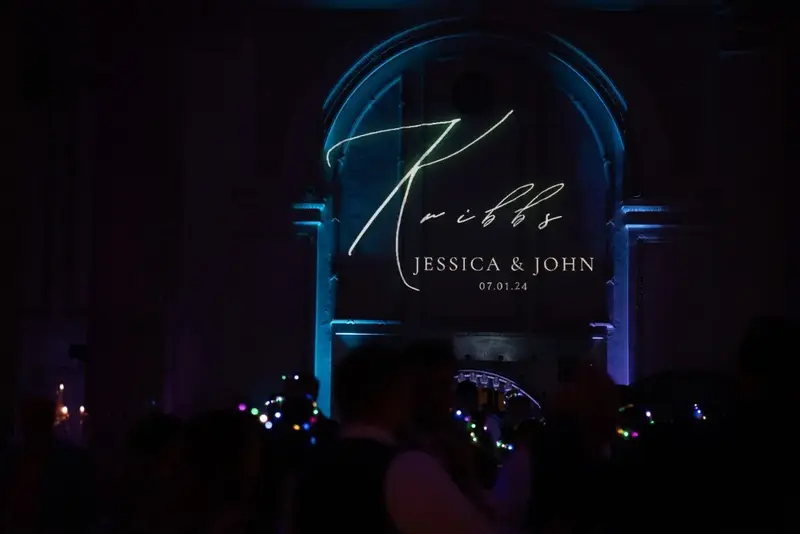 Elegant wedding celebration under lights