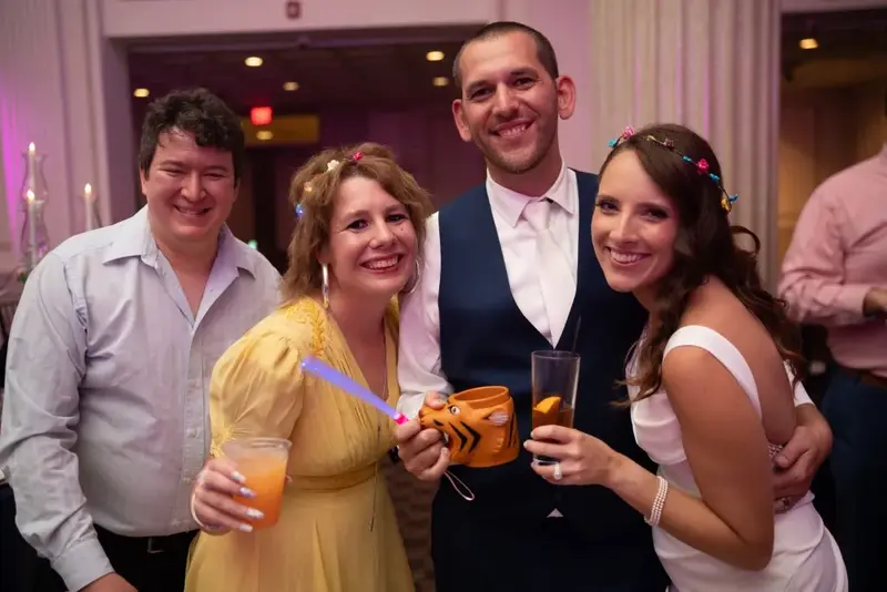 Joyful friends at a party