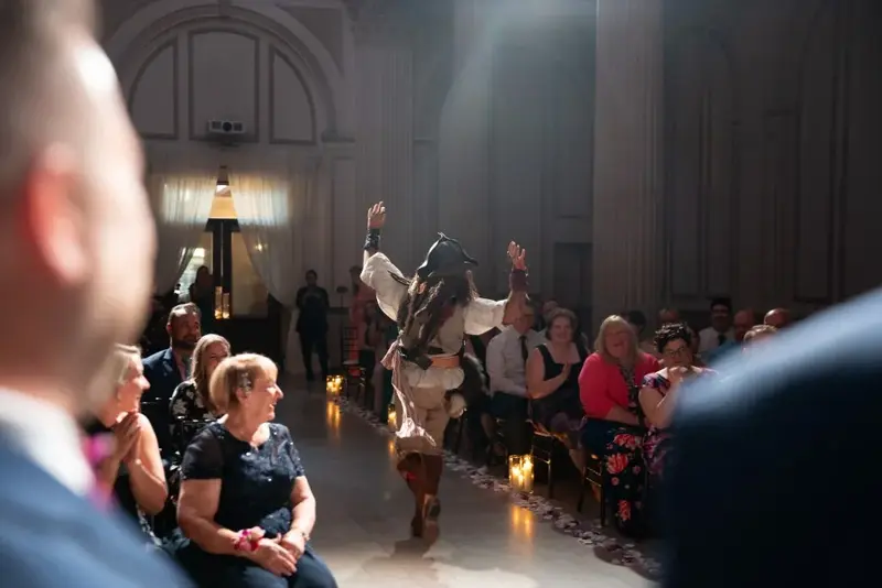 Pirate entertains wedding guests