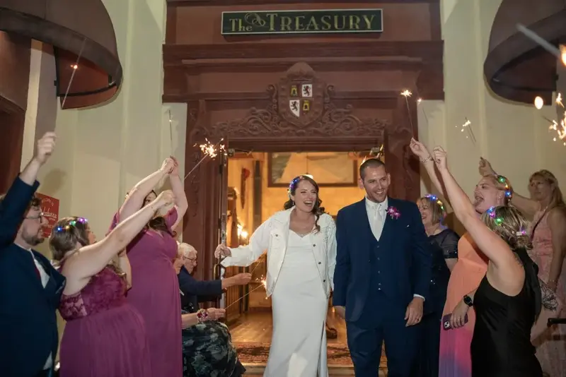 Wedding celebration with sparklers