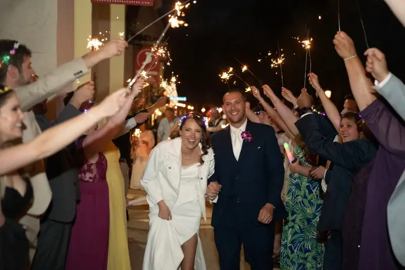 Wedding sparkler exit celebration