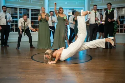 Bride dancing at reception in Grand Ballroom at River House