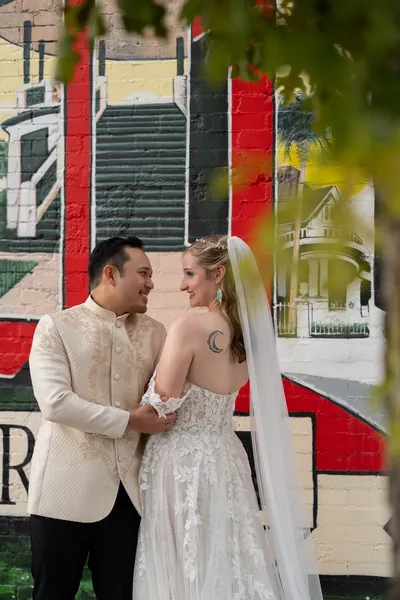 Bride and groom portrait at Brick and Beam wedding