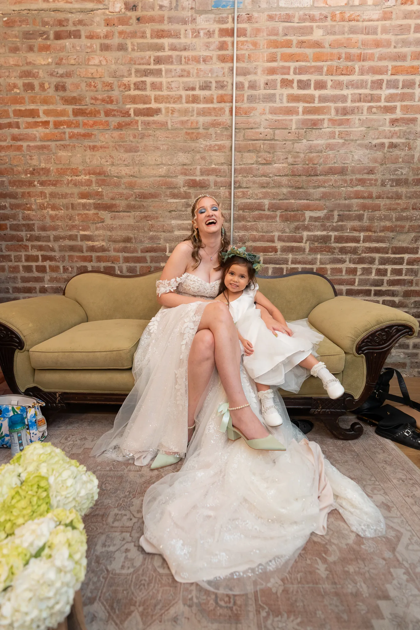 Bride dress detail portrait at Brick and Beam