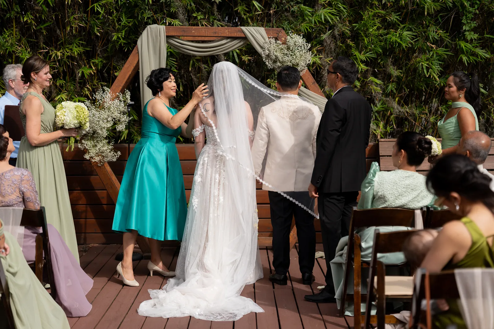 Filipino wedding veil ceremony moment at Brick and Beam outdoor ceremony