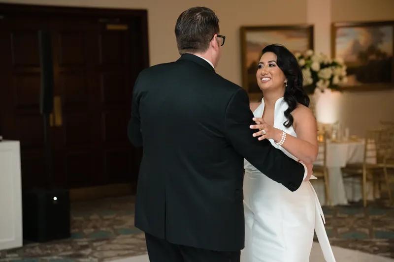 Cole and Lehna dance together during their reception at Casa Monica Resort & Spa in St. Augustine.