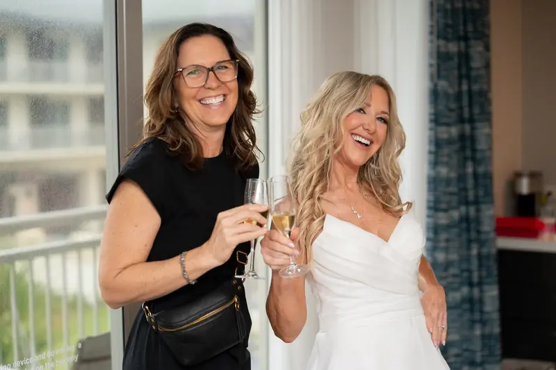 Bride with bridesmaids getting ready