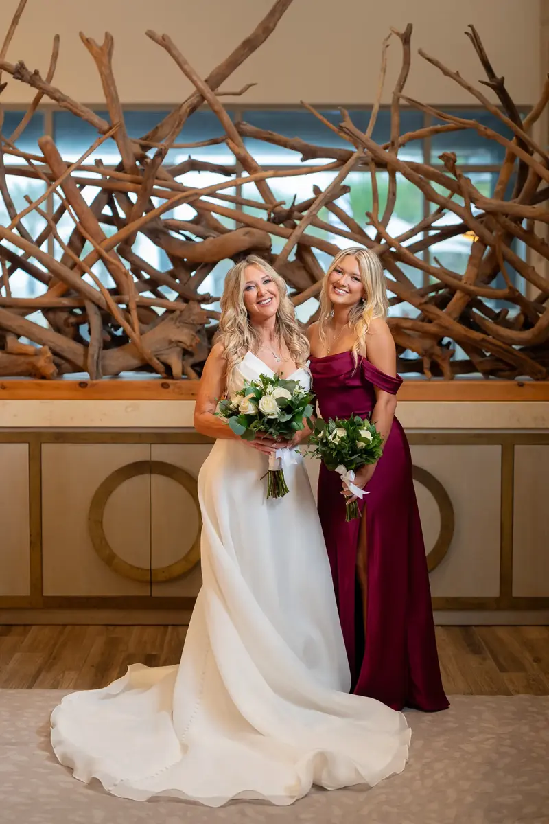 Bride with bridesmaid portrait