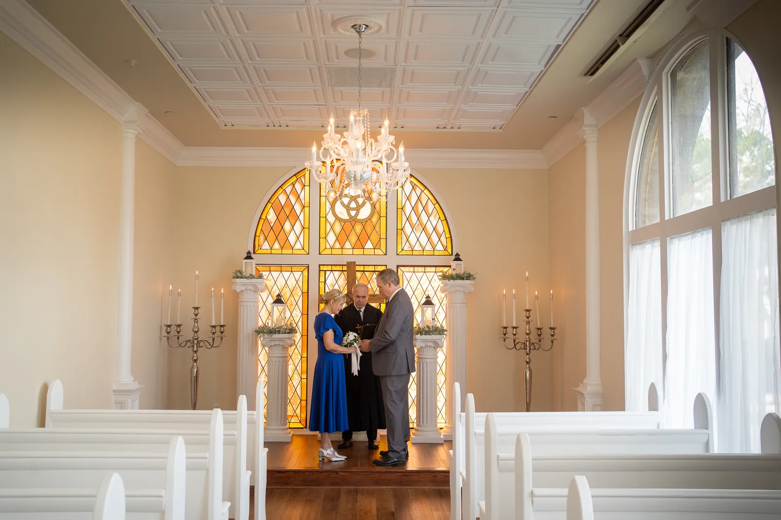 Marlene and Keith exchanging vows at the Amore Wedding Chapel in St. Augustine