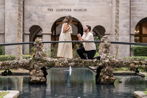 Surprise proposal at Lightner Museum