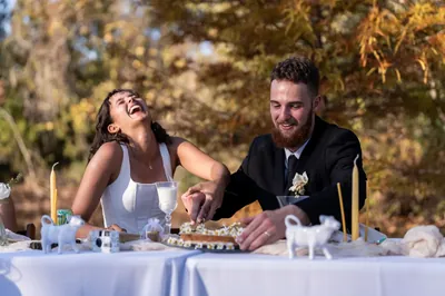 Intimate at-home wedding moment