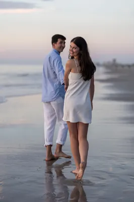 Couple silhouette at sunset beach, St. Augustine engagement photographer
