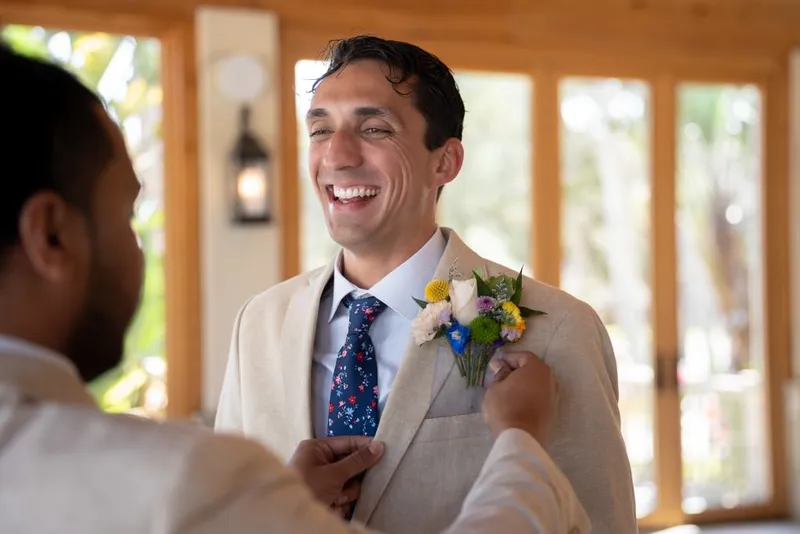 Bride and groom first look at Fountain of Youth