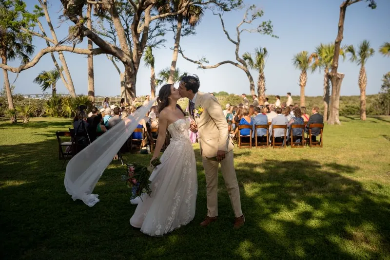 Bride and groom just married at Fountain of Youth
