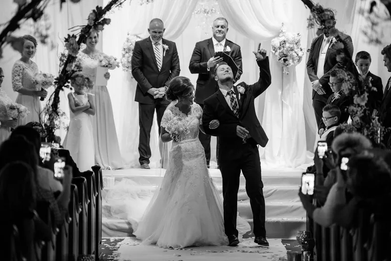 Fun moment groom collapses at Lightner Museum wedding