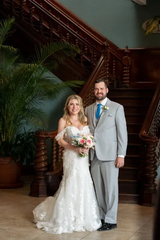 Bride and groom portrait at The White Room St Augustine wedding