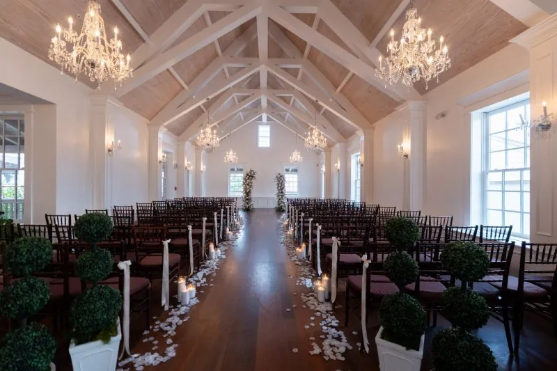 Wedding ceremony setup at The White Room Villa Blanca St. Augustine