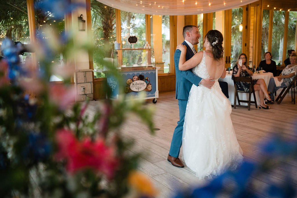 The first dance as husband and wife A beautiful moment captured through a floral frame.jpg