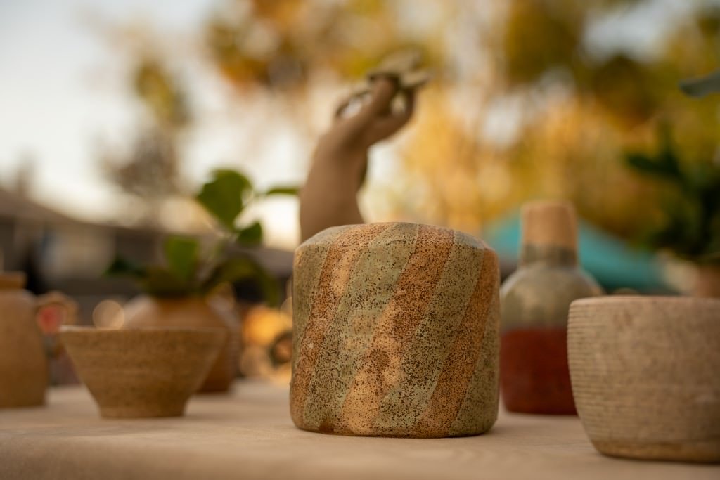 Ceramic pottery on display table.jpg