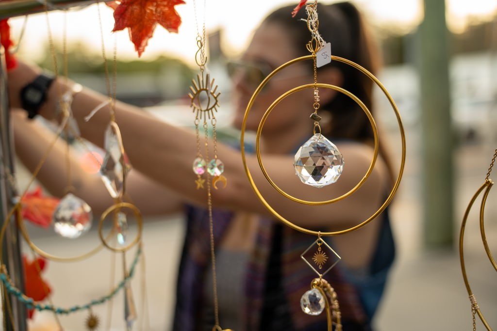 Hanging crystal ornaments in sunlight.jpg